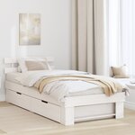 vidaXL Cadre de lit avec tiroir Blanc 100 x 200 cm Bois massif en pin