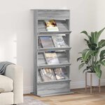 vidaXL Étagère à magazines avec étagère Gris Sonoma 70 x 41 x 156 cm
