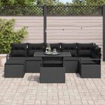 vidaXL Ensemble de canapé de jardin avec stockage 8 Pièces Noir polyrotin