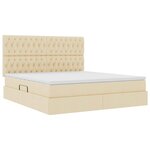 vidaXL Lit de rangement LED avec matelas Crème 160 x 200 cm Tissu