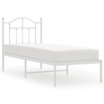 vidaXL Cadre de lit métal sans matelas avec tête de lit blanc 75x190cm