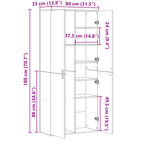 vidaXL Buffet haut chêne sonoma 80x35x180 cm bois d'ingénierie