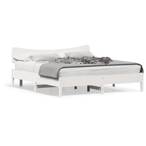 vidaXL Cadre de lit sans matelas blanc 200x200 cm bois massif de pin
