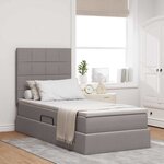 vidaXL Lit de rangement LED avec matelas Taupe 90 x 200 cm Tissu