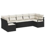 vidaXL Ensemble de canapé de jardin 7 Pièces Noir Poly rotin