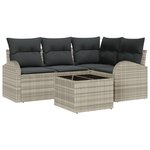 Ensemble de canapé de jardin 5 pièces vidaXL avec coussins gris en rotin synthétique