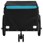 vidaXL Remorque de vélo noir et bleu 30 kg fer