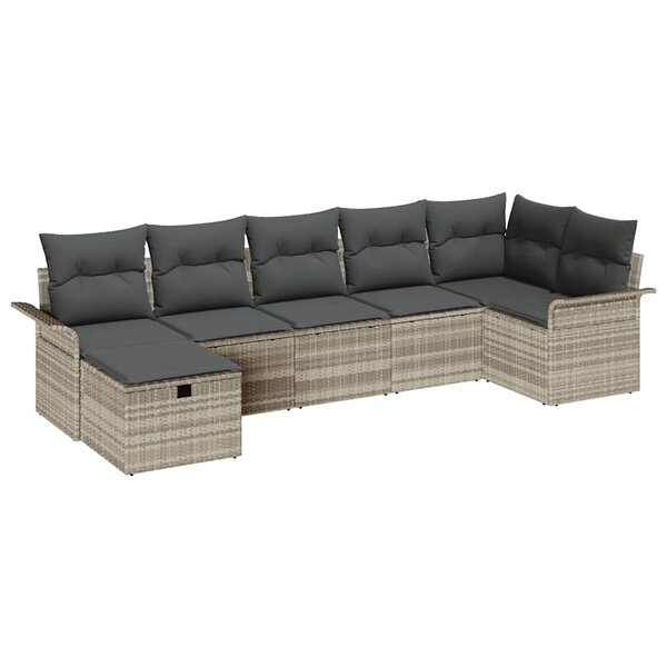 vidaXL Ensemble de canapé de jardin 7 Pièces Gris clair polyrotin
