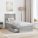 vidaXL Cadre de lit avec tête de lit Sonoma Gris et Argent 75 x 190 cm