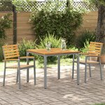 vidaXL Chaises de jardin 2 Pièces Grises en bois d'acacia et en acier