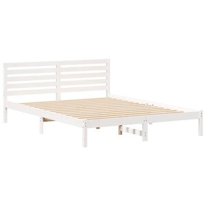 vidaXL Cadre de lit Blanc 160 x 210 cm Bois massif en pin