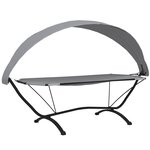 vidaXL Lit de repos d'extérieur avec auvent Gris Acier et tissu Oxford