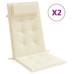 vidaXL Coussins de chaise à dossier haut lot de 2 crème tissu oxford