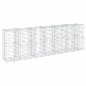 vidaXL Panier gabion avec couvercle 650x100x200 cm fer galvanisé