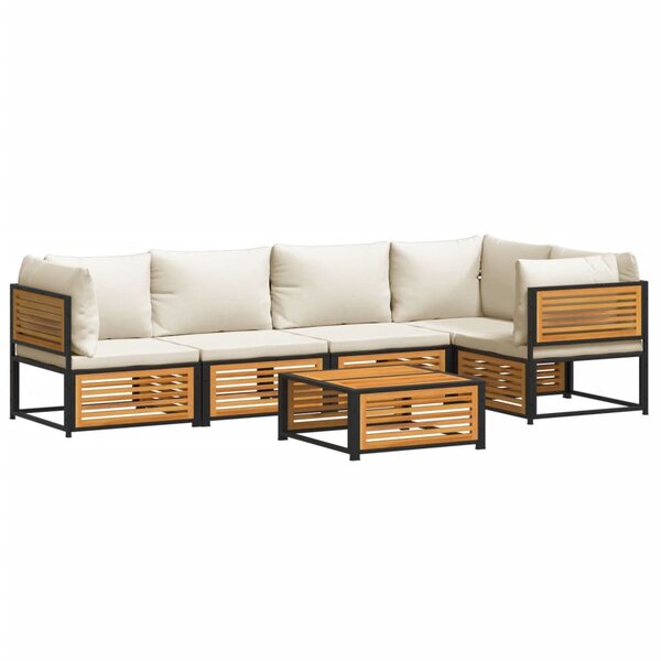 vidaXL Salon de jardin avec coussins 6 Pièces bois d'acacia solide