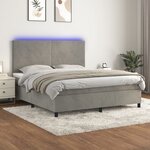 vidaXL Sommier à lattes de lit avec matelas LED Gris clair 180x200 cm