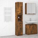 vidaXL Armoire de bain Chêne fumé 32x34x188 5 cm Bois d'ingénierie