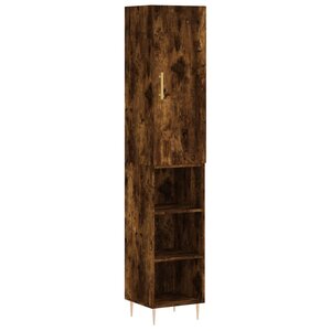 vidaXL Buffet haut Chêne fumé 34 5x34x180 cm Bois d'ingénierie