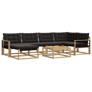 vidaXL Ensemble de canapés d'extérieur 7 pc Blanc et noir