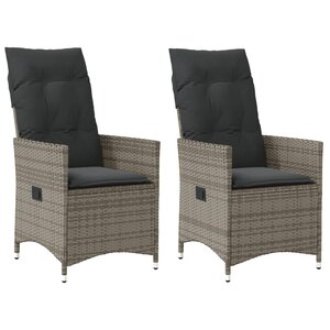 vidaXL Chaises inclinables de jardin lot de 2 et coussins gris rotin