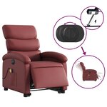 vidaXL Fauteuil inclinable de massage électrique rouge bordeaux
