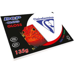 Ramette 250 Feuilles Papier DCP 135g SRA3 450x320 mm FSC Couché Brillant Blanc CLAIREFONTAINE