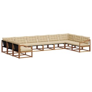 vidaXL Ensemble de canapés d'extérieur 10 Pièces Naturel et Beige