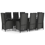 vidaXL Ensemble à manger jardin 9Pièces et coussins noir résine tressée