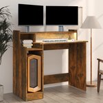 vidaXL Bureau et lumières LED Chêne fumé 97x45x90 cm Bois d'ingénierie