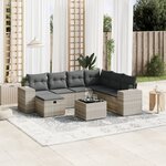 vidaXL Salon de jardin 8 Pièces avec coussins gris clair résine tressée