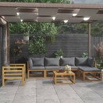 vidaXL Salon de jardin 7 Pièces avec coussin Bois d'acacia solide