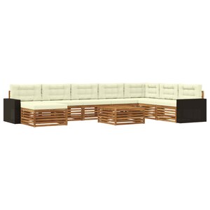 vidaXL Ensemble de canapés d'extérieur 9 pc Naturel et Crème