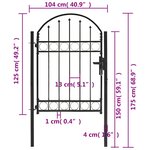 vidaXL Portail de jardin avec dessus arqué Acier 100 x 125 cm Noir