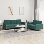 vidaXL Ensemble de canapés 2 Pièces vert foncé velours
