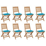 vidaXL Chaises pliables d'extérieur et coussins lot de 8 Bois d'acacia