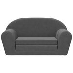 vidaXL Canapé-lit pour enfants 2 places anthracite peluche douce