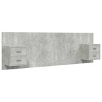 vidaXL Tête de lit avec armoires Gris béton Bois d'ingénierie