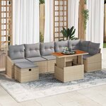 vidaXL Ensemble de canapé de jardin 8 Pièces Beige polyrotin