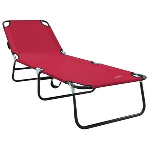 vidaXL Chaise longue pliante 1-personne Rouge 56 x 189 x 87 cm tissu