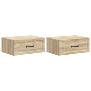 vidaXL Cabinet de chevet mural 2 pièces Chêne Sonoma 49 x 34 5 x 20 cm