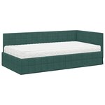 vidaXL Cadre de lit d'angle avec matelas 2 pc Vert foncé 90 x 190 cm