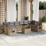 vidaXL Salon de jardin 11 Pièces avec coussins beige résine tressée