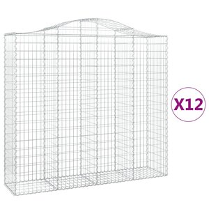 vidaXL Paniers à gabions arqués 12 Pièces 200x50x180/200 cm Fer galvanisé