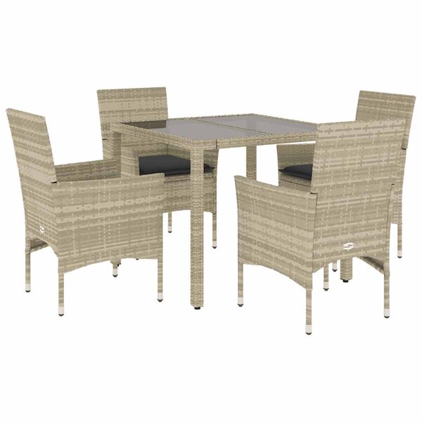 vidaXL Ensemble à manger de jardin avec coussins 5 Pièces rotin et verre