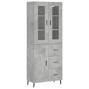 vidaXL Buffet haut Gris béton 69 5x34x180 cm Bois d'ingénierie