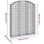 vidaXL Panier de gabions arqué 150x30x180/200 cm Fer galvanisé