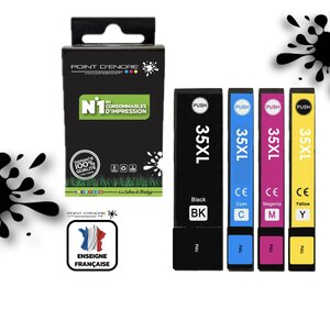 35XL - Cadenas - Pack de 4 Cartouches D'encre Noir/Cyan/Magenta/ Jaune - Grande capacité