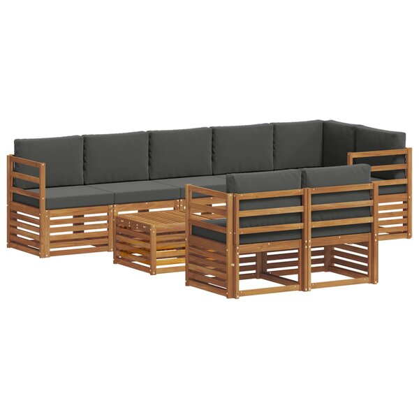 vidaXL Ensemble de canapés d'extérieur 9 pc Naturel et Anthracite