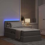 vidaXL Lit de rangement LED avec matelas Taupe 90 x 200 cm Tissu