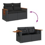 vidaXL Ensemble de Canapés de Jardin 10 Pièces avec Coussins en Poly Rattan Noir Acacia